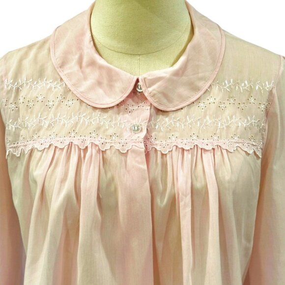 Vintage Heiress Bed Jacket Size M Pink Embroidery Cotton Blend Delicate Feminine - Picture 2 of 10
